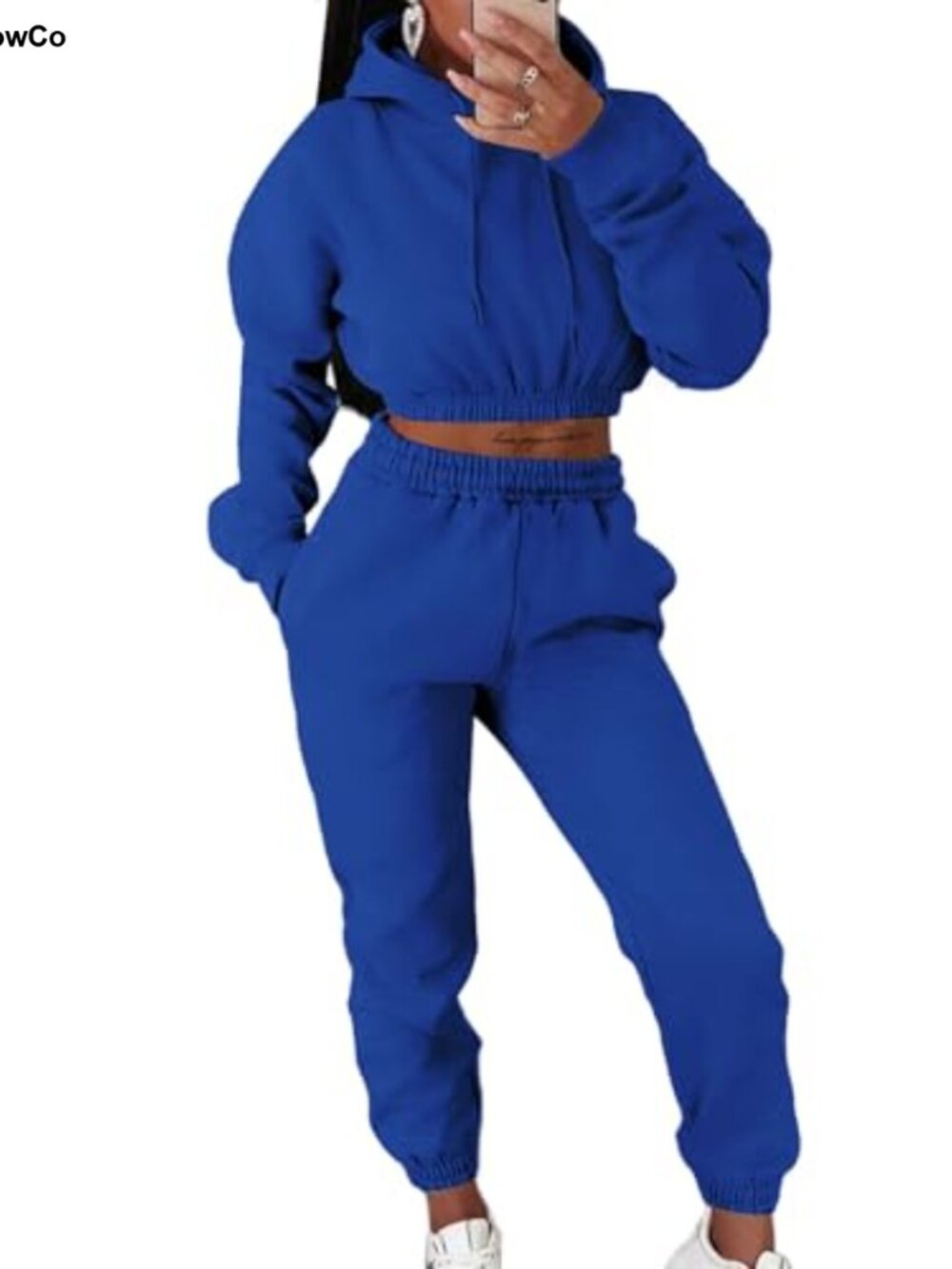 Women's 2-Piece Crop Hoodie and Jogger Sweatsuit Set Long Sleeve